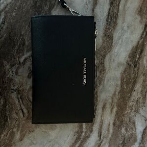 Michael Kors Black Leather Wristlet